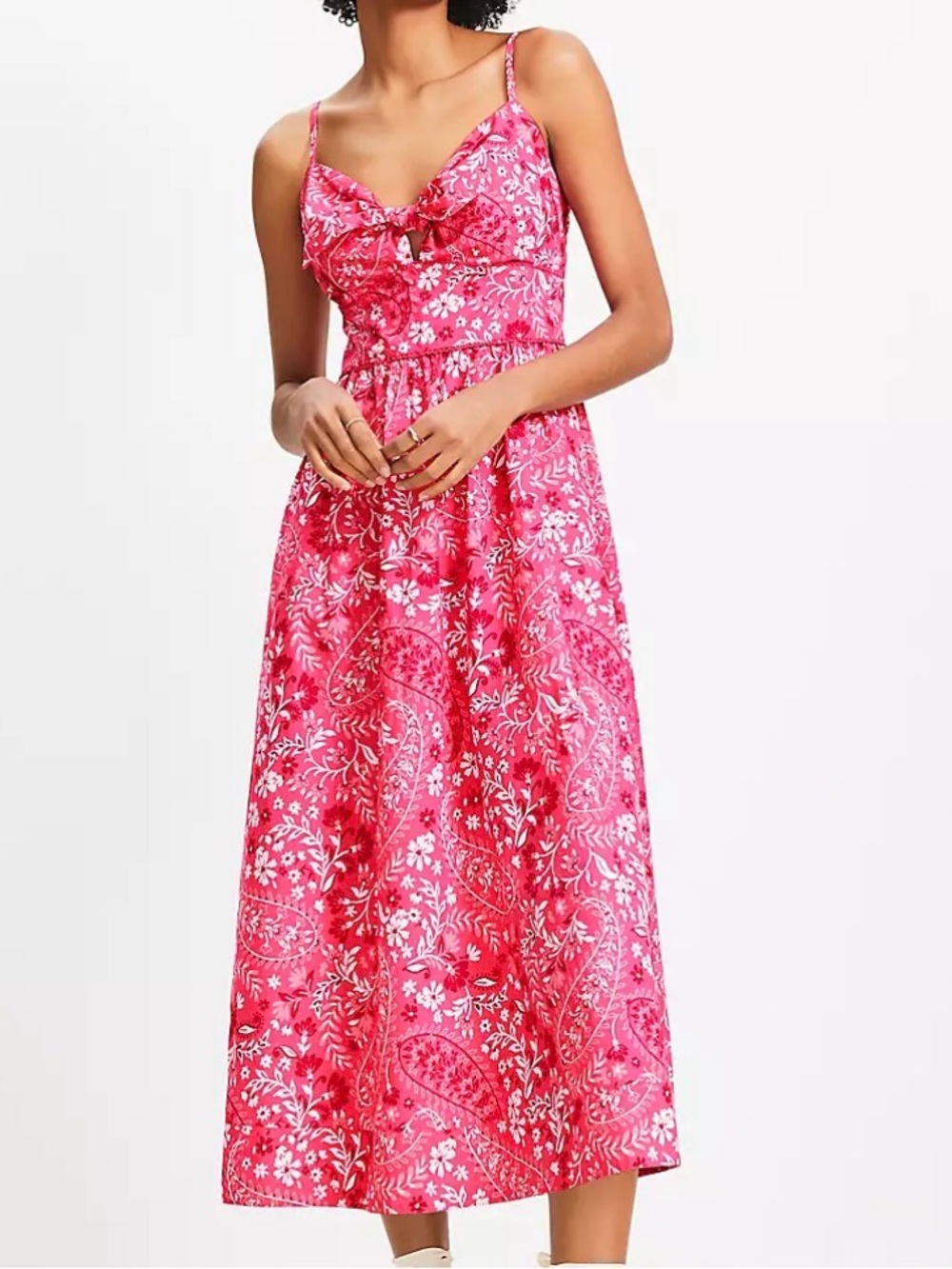 NWT LOFT Paisley Tie Poplin Midi Pocket Dress